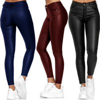 Leder-Stretchhose mit hohem Bund – Raffaela