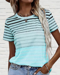 Gestreiftes Damen T-Shirt mit Rundhalsausschnitt & Farbverlauf – Melia