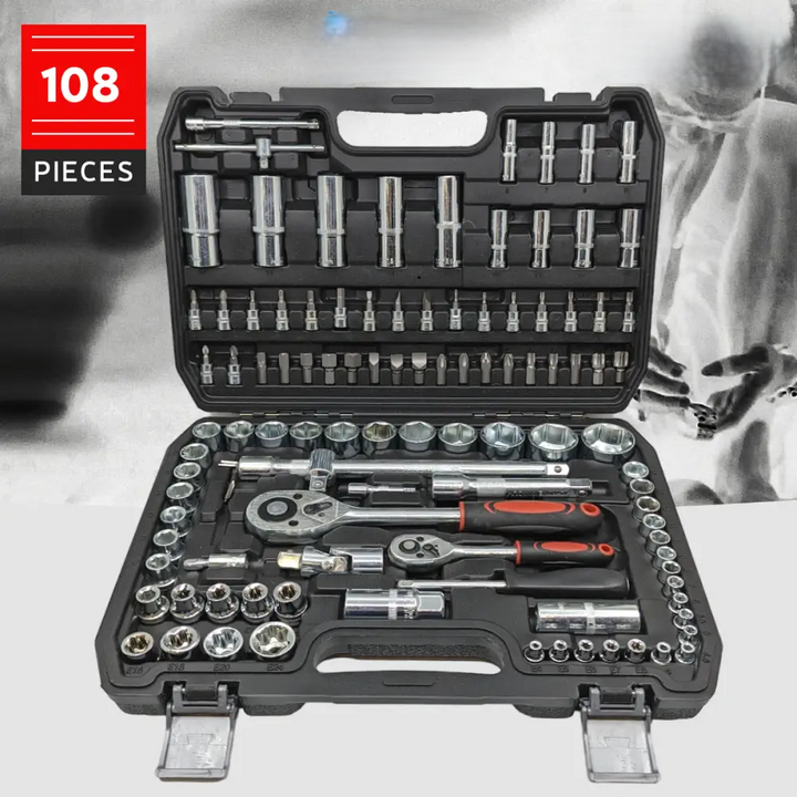 Steckschlüsselset | 108-teilig | Koffer | Inkl. Ratschen | Chrom-Vanadium-Luzern Mode