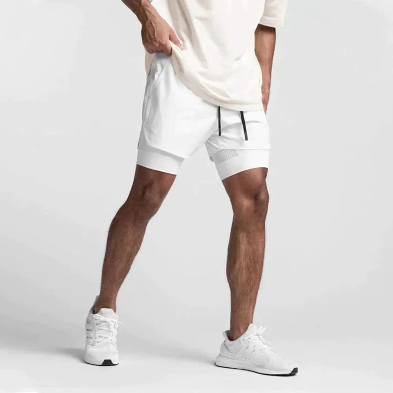 2-in-1 Herren Sportshorts atmungsaktiv mit Innenshorts Training - Noah