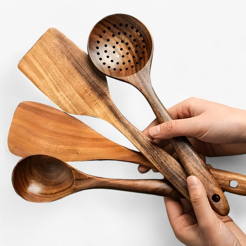 Küchenutensilien-Set | 11-teilig | Holz | Langlebig | Vielseitig | Hitzebeständig-Luzern Mode