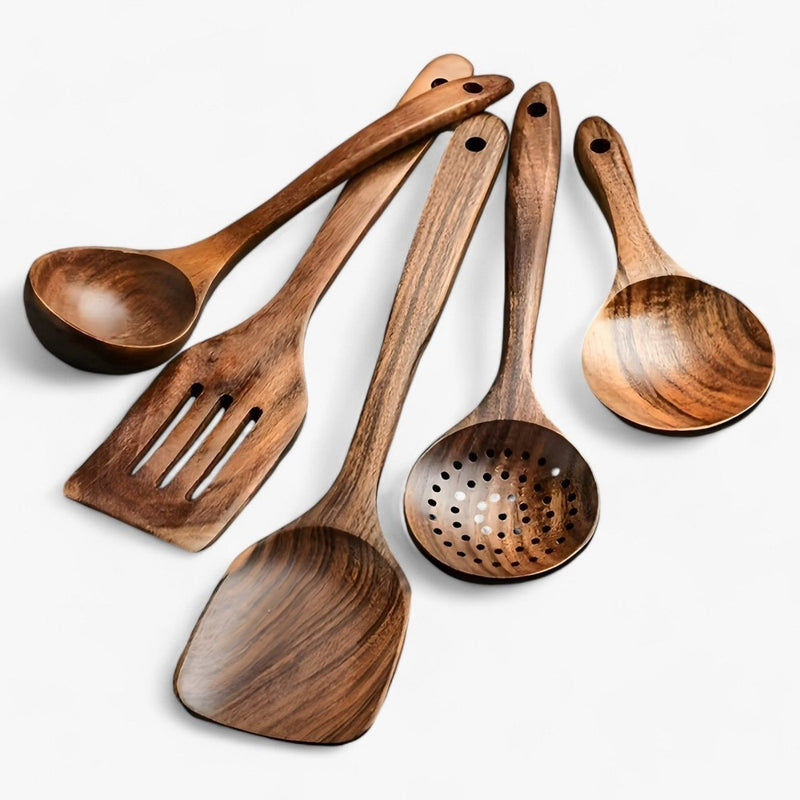 Küchenutensilien-Set | 11-teilig | Holz | Langlebig | Vielseitig | Hitzebeständig-Luzern Mode