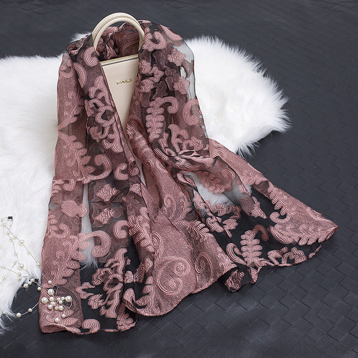 Trendiger Damen Seidenschal mit Blumenmuster und Cut-out-Design – Fiora (1+1 GRATIS)