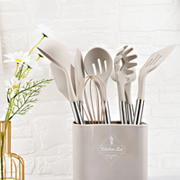 Küchenutensilien-Set | Silikon | 12-teilig | Vielseitig | Edelstahl | Stilvoll | Langlebig-Beige-Luzern Mode