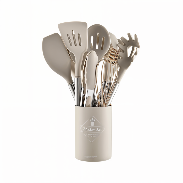 Küchenutensilien-Set | Silikon | 12-teilig | Vielseitig | Edelstahl | Stilvoll | Langlebig-Luzern Mode