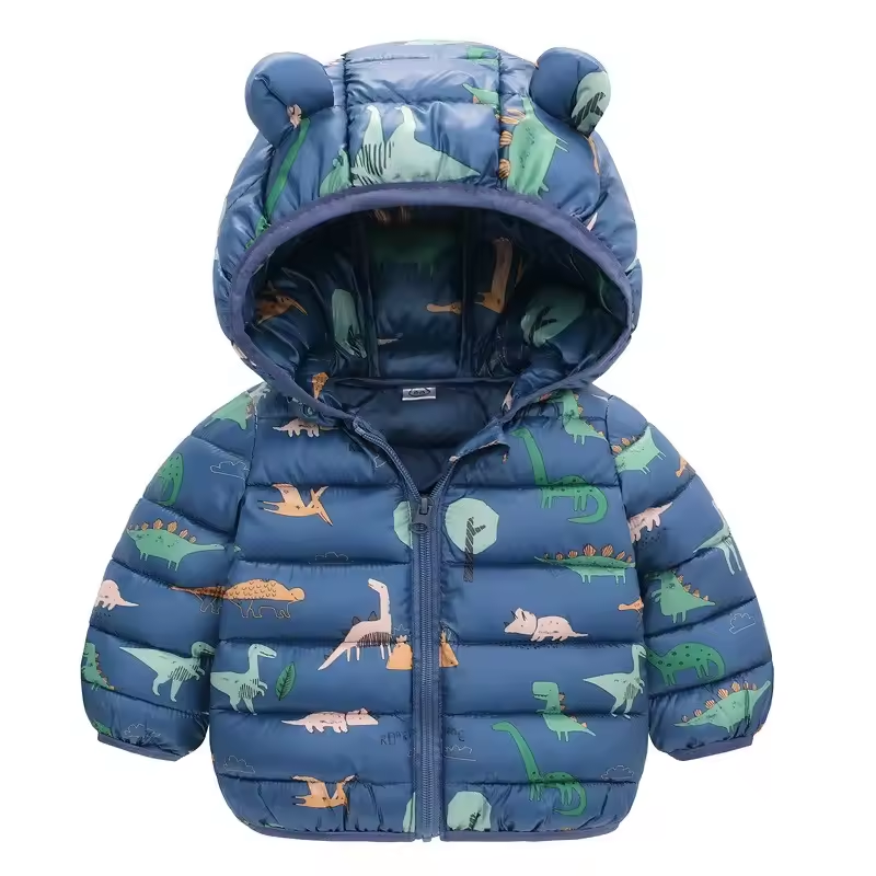 Kinder Regenjacke wasserdicht im Daunenstil mit Karikatur-Design – Miro