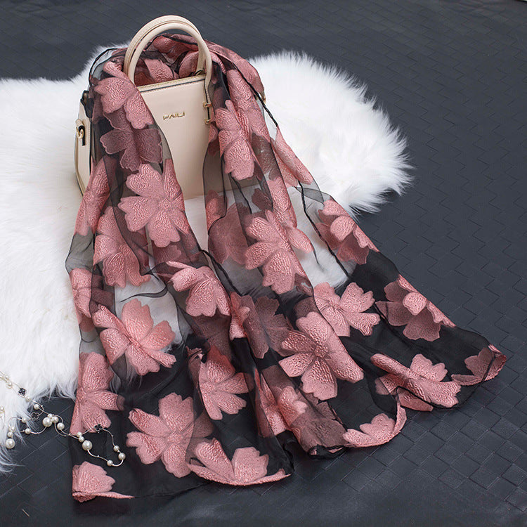 Trendiger Damen Seidenschal mit Blumenmuster und Cut-out-Design – Fiora (1+1 GRATIS)