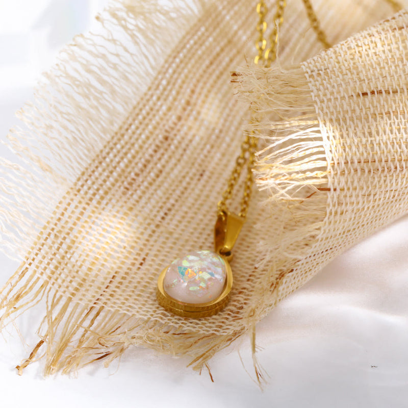 Halskette für Damen | Opal | Gold | Anhänger | Klassisch | Stilvoll-Luzern Mode