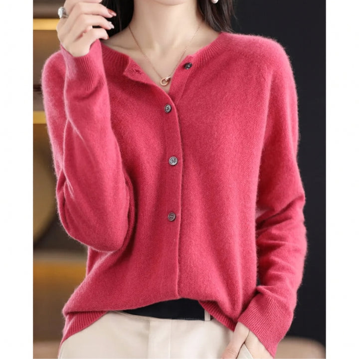 Damen Rundhals-Cardigan – Amalia Herbstzauber