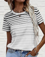 Gestreiftes Damen T-Shirt mit Rundhalsausschnitt & Farbverlauf – Melia