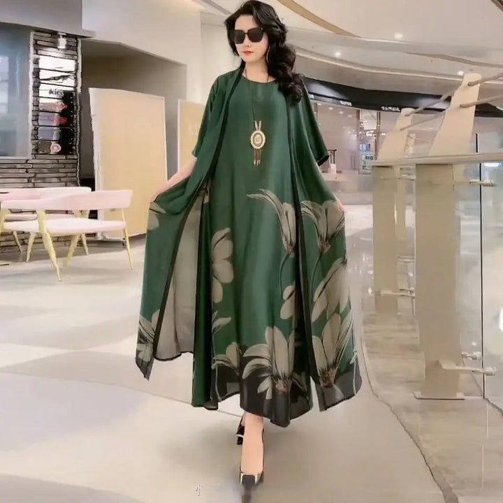 Maxikleid mit geradem Schnitt und langen Ärmeln – Yara