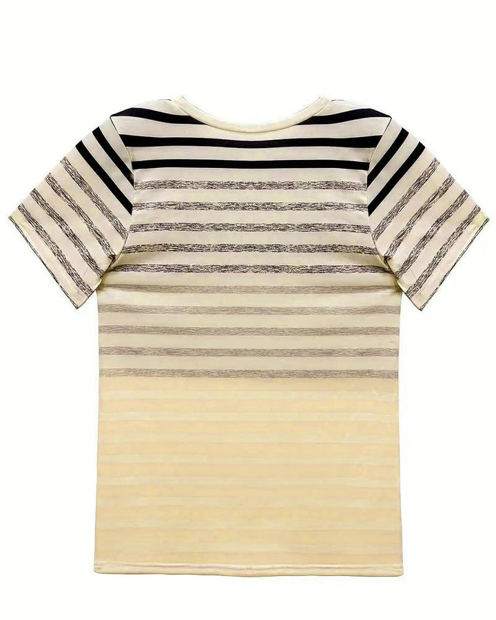 Gestreiftes Damen T-Shirt mit Rundhalsausschnitt & Farbverlauf – Melia