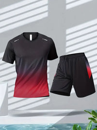 2-Piece Gradient Short-Sleeve Sports Set - Archie
