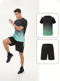2-Piece Gradient Short-Sleeve Sports Set - Archie