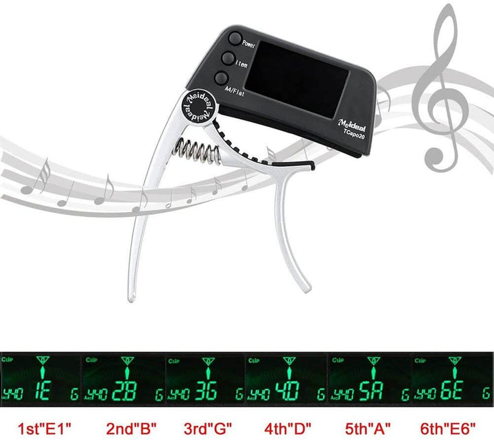 Gitarrenstimmer | Capo | 2-in-1 | Kompakt | Vielseitig | Digital-Luzern Mode