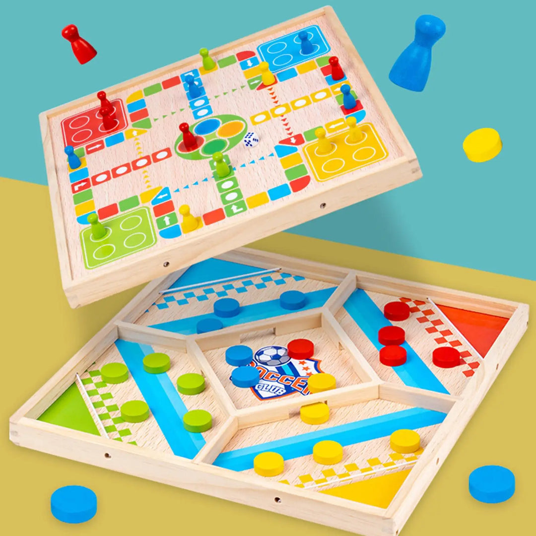 2-in-1 Brettspiel | Familienvergnügen Holz Langlebig Vielseitig Lehrreich-Luzern Mode