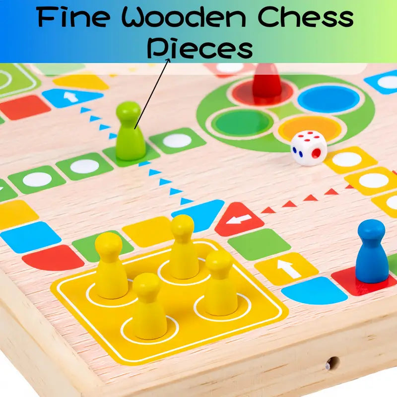 2-in-1 Brettspiel | Familienvergnügen Holz Langlebig Vielseitig Lehrreich-Luzern Mode