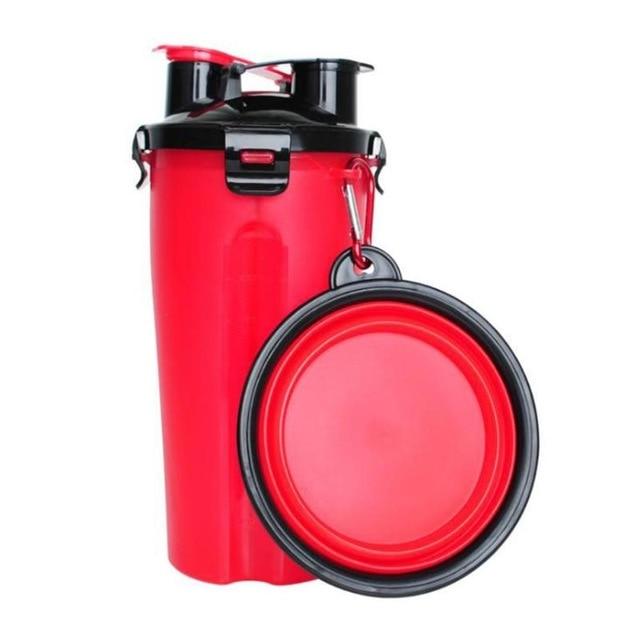 Futter- und Wasserschale für Haustiere | 2-in-1 Reisebecher | Praktischer Stauraum | BPA-frei-Rot-Luzern Mode