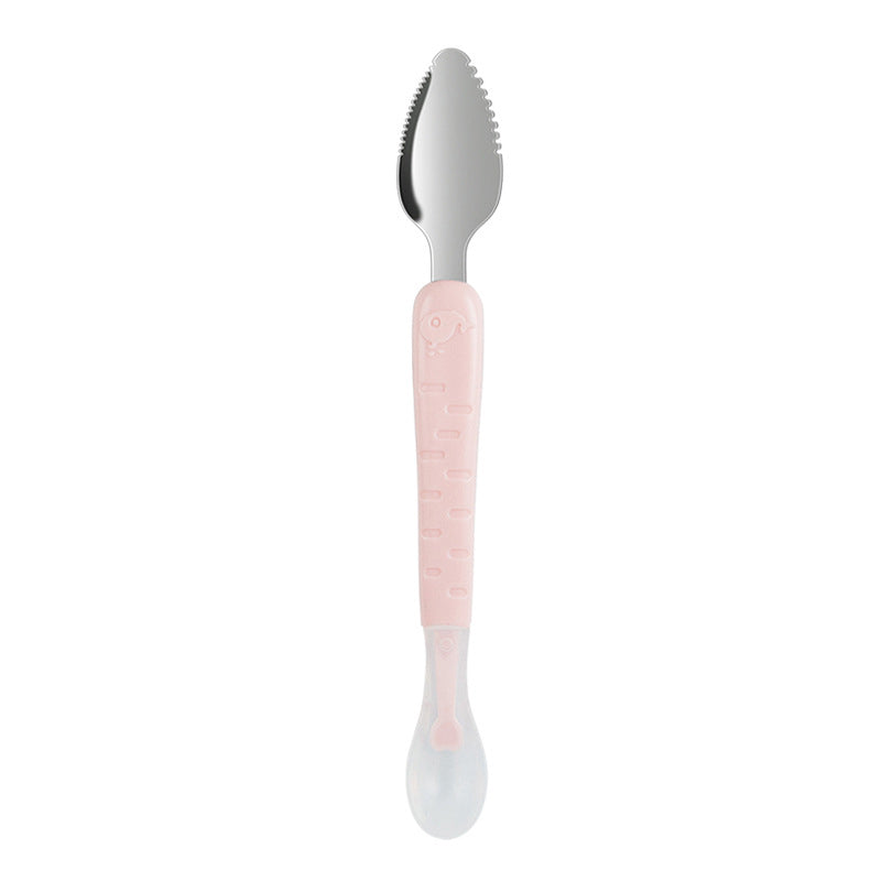2-in-1 Silikon Baby Löffel | Ergonomisch Komfortabel Langlebig Sicher-Rosa-Blau-Luzern Mode