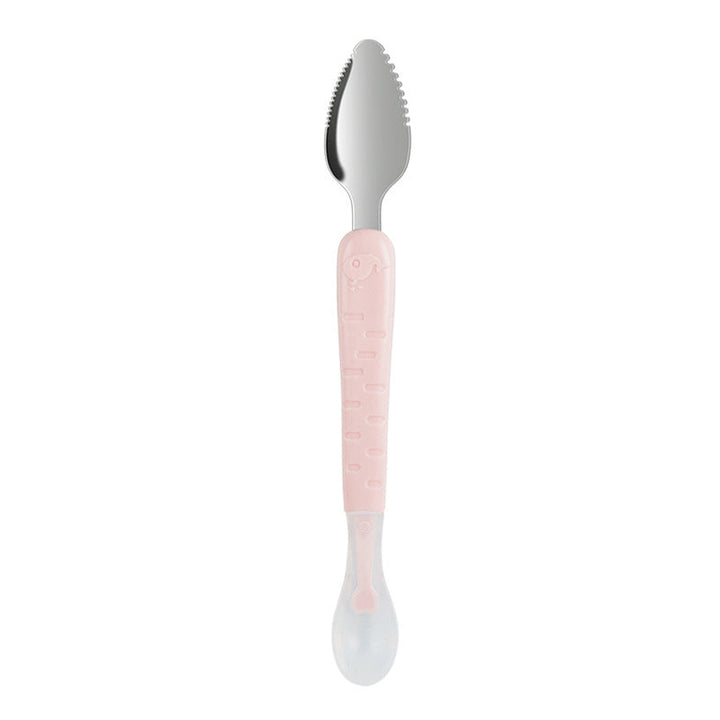 2-in-1 Silikon Baby Löffel | Ergonomisch Komfortabel Langlebig Sicher-Rosa-Blau-Luzern Mode