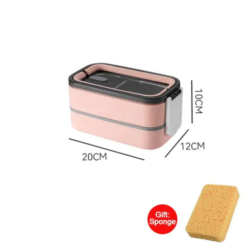 2-Laagse Lunchbox | RVS Bento Stijlvol Duurzaam Veelzijdig Organiseren-Roze-Luzern Mode