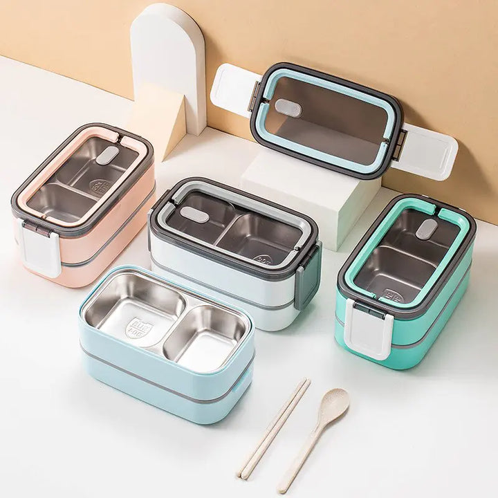 2-Laagse Lunchbox | RVS Bento Stijlvol Duurzaam Veelzijdig Organiseren-Luzern Mode