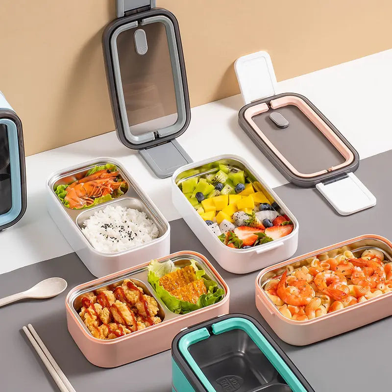 2-Laagse Lunchbox | RVS Bento Stijlvol Duurzaam Veelzijdig Organiseren-Luzern Mode