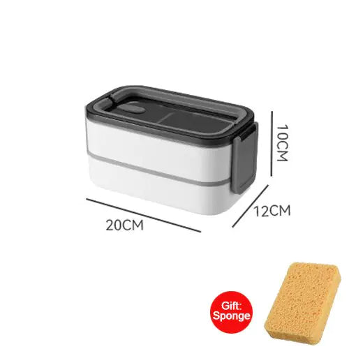 2-Laagse Lunchbox | RVS Bento Stijlvol Duurzaam Veelzijdig Organiseren-Wit-Luzern Mode