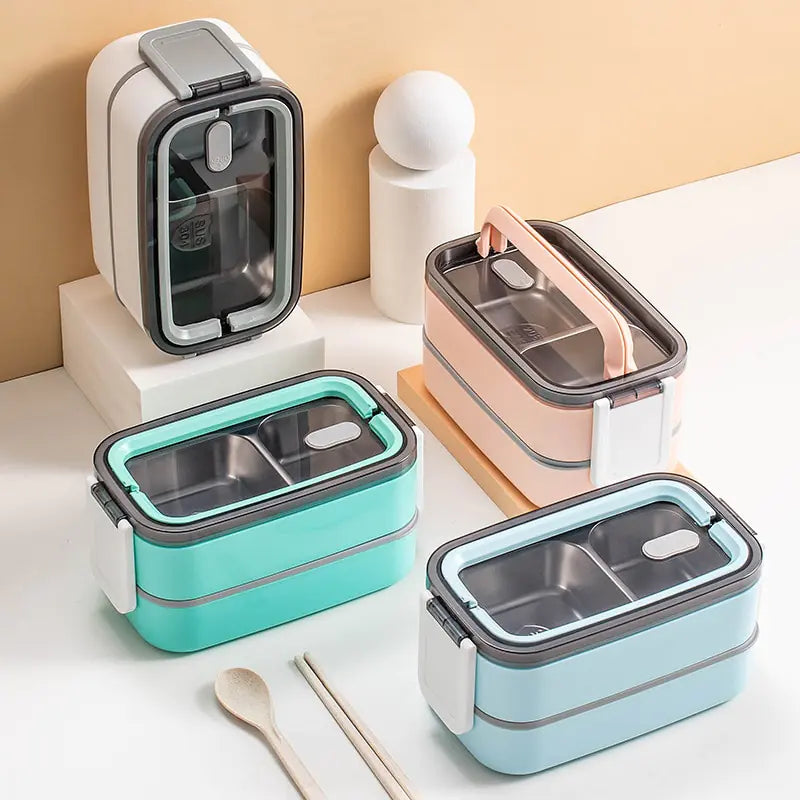 2-Laagse Lunchbox | RVS Bento Stijlvol Duurzaam Veelzijdig Organiseren-Luzern Mode