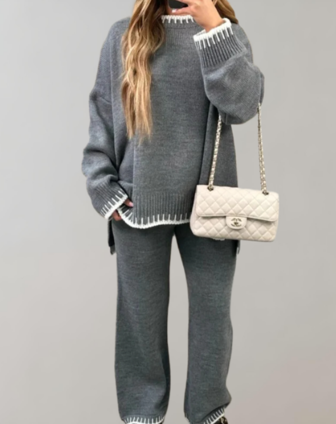 Damen Zweiteiler Set - Stilvoll und Bequem für Alltag-Grau-S-Luzern Mode