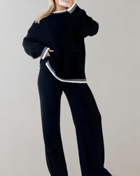 Damen Zweiteiler Set - Stilvoll und Bequem für Alltag-Schwarz-S-Luzern Mode