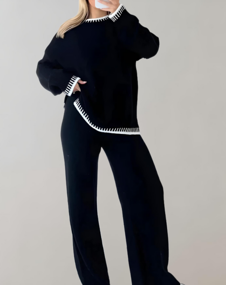 Damen Zweiteiler Set - Stilvoll und Bequem für Alltag-Schwarz-S-Luzern Mode