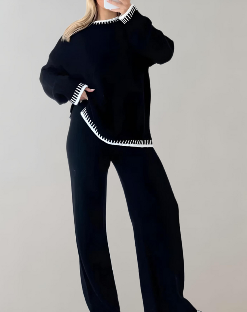 Damen Zweiteiler Set - Stilvoll und Bequem für Alltag-Schwarz-S-Luzern Mode