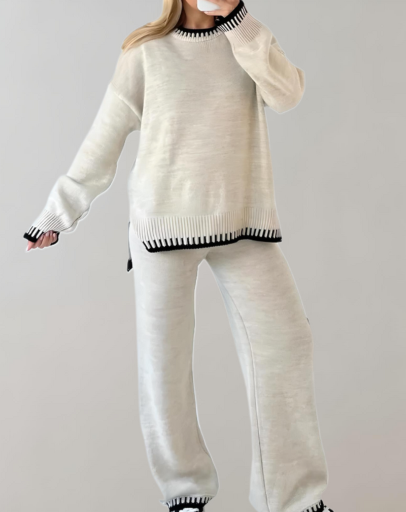 Damen Zweiteiler Set - Stilvoll und Bequem für Alltag-Weiß-S-Luzern Mode