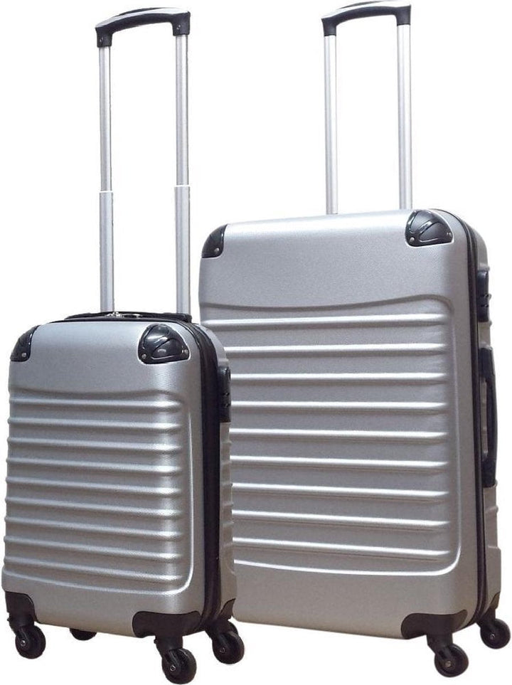 Silberes Kofferset | 2-Teilig | Urlaubreise | Handgepäck | 4 Rollen-Luzern Mode