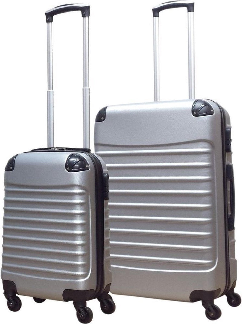 Silberes Kofferset | 2-Teilig | Urlaubreise | Handgepäck | 4 Rollen-Luzern Mode
