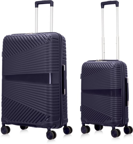 Hartschalen-Kofferset | 2-Teilig | Unifarbe | Stoßfest | Leicht-Dunkelblau-2x S (39 L)-Luzern Mode