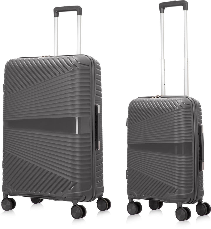 Hartschalen-Kofferset | 2-Teilig | Unifarbe | Stoßfest | Leicht-Grau-2x S (39 L)-Luzern Mode