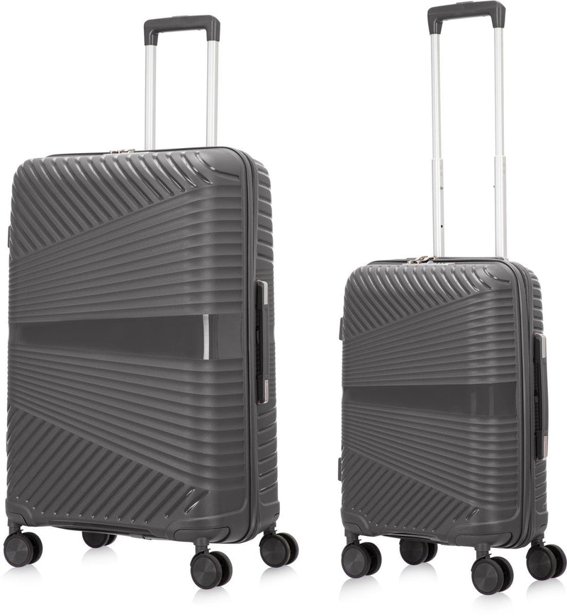 Hartschalen-Kofferset | 2-Teilig | Unifarbe | Stoßfest | Leicht-Grau-2x S (39 L)-Luzern Mode