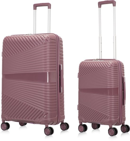 Hartschalen-Kofferset | 2-Teilig | Unifarbe | Stoßfest | Leicht-Rosa-2x S (39 L)-Luzern Mode