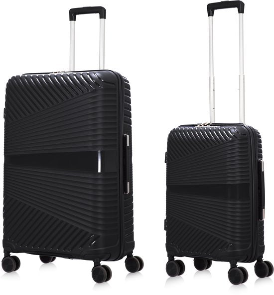 Hartschalen-Kofferset | 2-Teilig | Unifarbe | Stoßfest | Leicht-Schwarz-2x S (39 L)-Luzern Mode