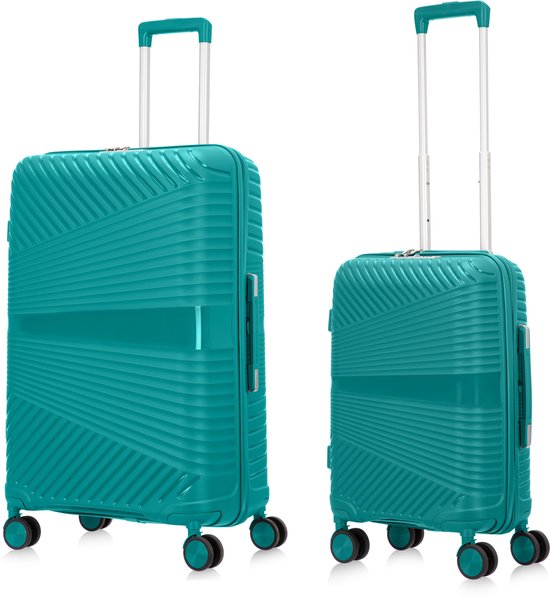 Hartschalen-Kofferset | 2-Teilig | Unifarbe | Stoßfest | Leicht-Türkis-2x S (39 L)-Luzern Mode