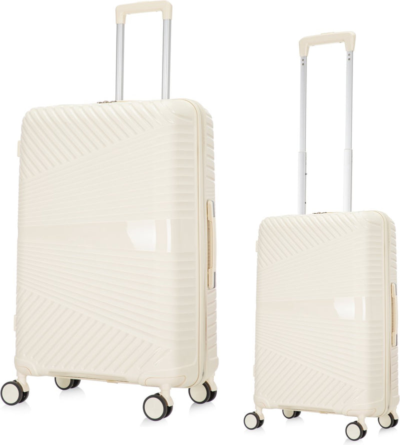 Hartschalen-Kofferset | 2-Teilig | Unifarbe | Stoßfest | Leicht-Weiß-2x S (39 L)-Luzern Mode