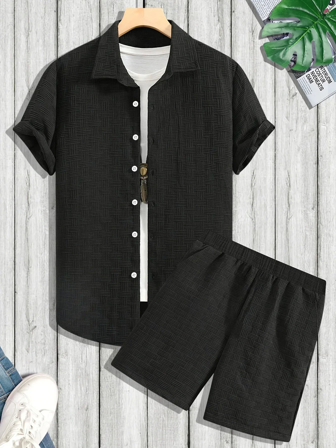 Herren Sommer Outfit | 2-teilig | Hemd | Kurze Ärmel | Knöpfe-Luzern Mode
