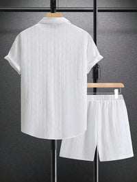Herren Sommer Outfit | 2-teilig | Hemd | Kurze Ärmel | Knöpfe-Luzern Mode