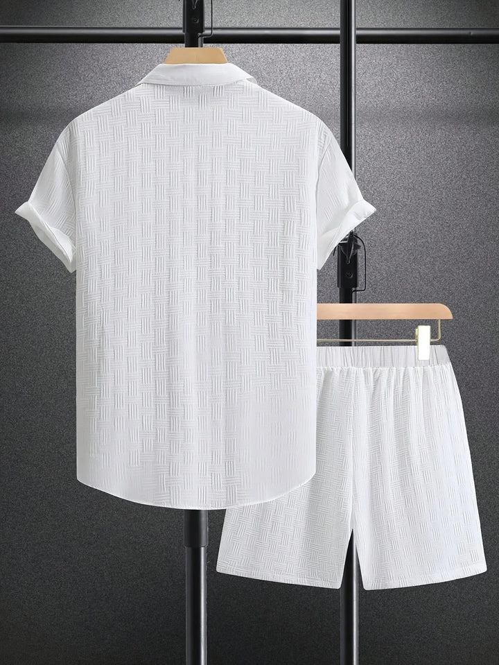 Herren Sommer Outfit | 2-teilig | Hemd | Kurze Ärmel | Knöpfe-Luzern Mode