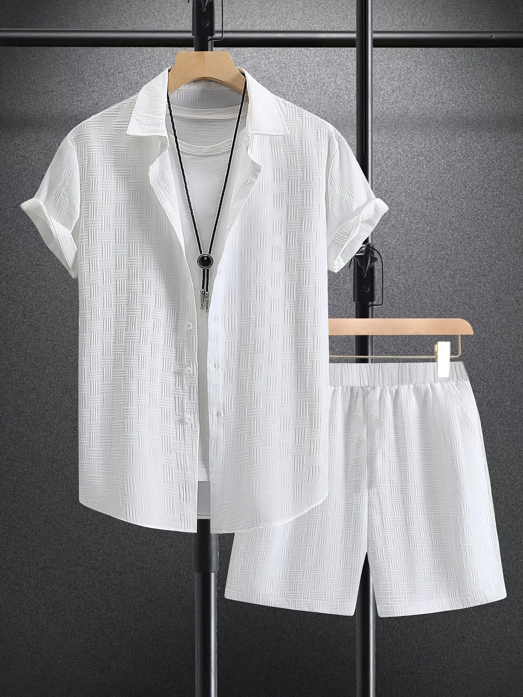Herren Sommer Outfit | 2-teilig | Hemd | Kurze Ärmel | Knöpfe-Luzern Mode