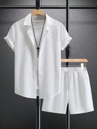 Herren Sommer Outfit | 2-teilig | Hemd | Kurze Ärmel | Knöpfe-Luzern Mode