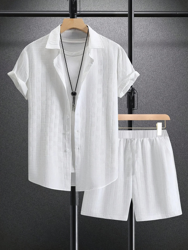 Herren Sommer Outfit | 2-teilig | Hemd | Kurze Ärmel | Knöpfe-Luzern Mode