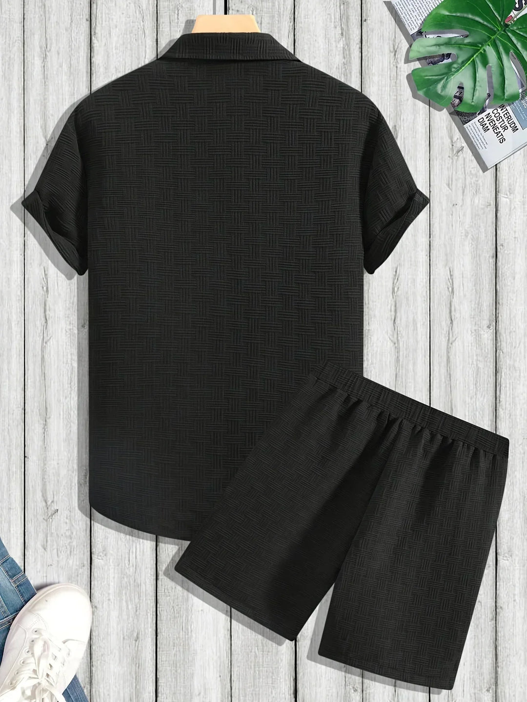 Herren Sommer Outfit | 2-teilig | Hemd | Kurze Ärmel | Knöpfe-Luzern Mode